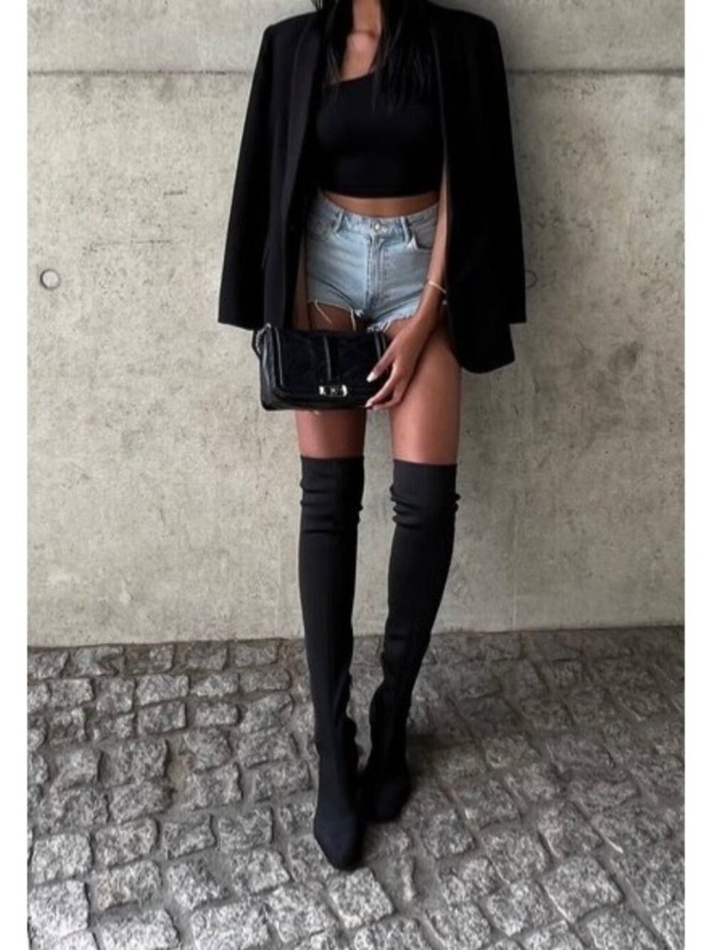 Steve Madden Womens Isaac Black Faux Suede Over the Knee Boots Block Heel size 6 - Picture 2 of 13